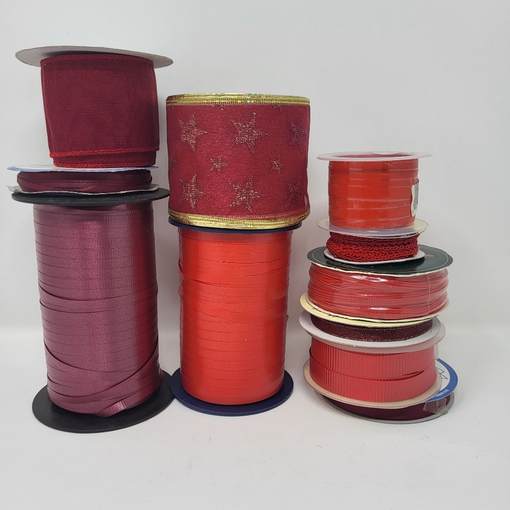 Bundle Of Ribbon Red Colors Baby Gift Giving Baskets Party Crafts Party